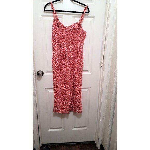 Old Navy Sleeveless Red Floral Jump Suit With Ruffle Hem & Adjustable Straps Ela - Picture 3 of 12